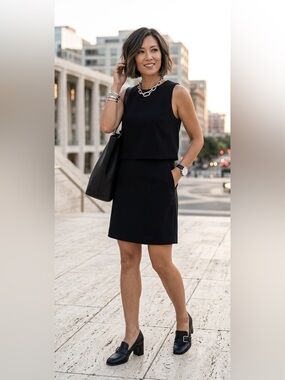 Banana Republic Women’s Size 12 Petite Blousant Sleeveless Mini Dress Black